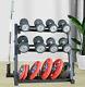 3 Tier Metal Steel Home Workout Gym Dumbbell Weight Rack Storage Stand Dark Grey