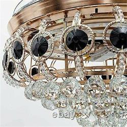 42Remote Retractable Blade LED 3-Color Chandelier Crystal Invisible Ceiling Fan