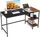 55 Computer Desk, Home Office Desk With 2-tier Shelf, Industrial Writing Des