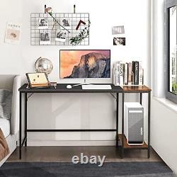 55 Computer Desk, Home Office Desk with 2-Tier Shelf, Industrial Writing Des