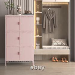 6 Door Metal Accent Storage Cabinet for Home Office School Garage Pink