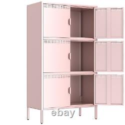 6 Door Metal Accent Storage Cabinet for Home Office School Garage Pink