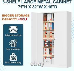 6-Tier Metal Storage Cabinet 71H Large-Capacity Cabinet for Home Office Garage