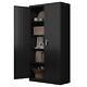 72h Metal Storage Cabinets 4 Adjustable Shelves For Home Office Garage Black