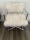 A&b Home Kif39513 Modern White Mongolian Fur Stainless Steel Legs Armchair