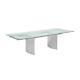 Casabianca Home Tower Dining Table In Clear Glass With Polished Stainless Steel