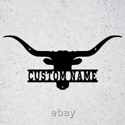 Custom Longhorn Metal Wall Art Personalized Home Farm Decor Signs Family Gifts