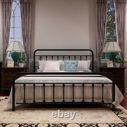 Heavy Duty Queen Size Metal Bed Frame with Headboard Storage Steel Bed Slats