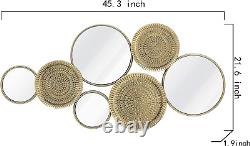 Home Decor Metal Wall Decor with Multi Circle Plates Mirror, Large Modern Wall A
