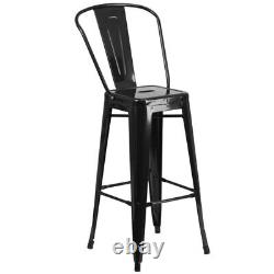 Home Square 30 Metal Steel Bar Stool in Black Finish Set of 2