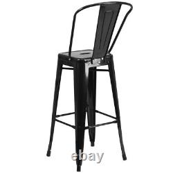 Home Square 30 Metal Steel Bar Stool in Black Finish Set of 2