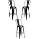 Home Square 30 Metal Steel Bar Stool In Black Finish Set Of 3