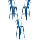 Home Square 30 Metal Steel Bar Stool In Blue Finish Set Of 3