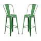 Home Square 30 Metal Steel Bar Stool In Green Finish Set Of 2
