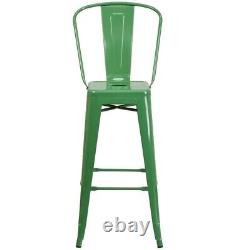 Home Square 30 Metal Steel Bar Stool in Green Finish Set of 2