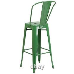 Home Square 30 Metal Steel Bar Stool in Green Finish Set of 2