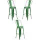 Home Square 30 Metal Steel Bar Stool In Green Finish Set Of 3