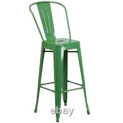 Home Square 30 Metal Steel Bar Stool in Green Finish Set of 3