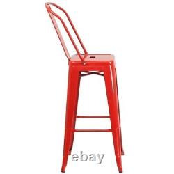 Home Square 30 Metal Steel Bar Stool in Red Finish Set of 2