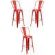 Home Square 30 Metal Steel Bar Stool In Red Finish Set Of 3