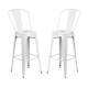 Home Square 30 Metal Steel Bar Stool In White Finish Set Of 2