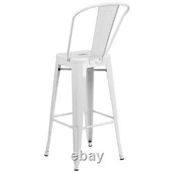 Home Square 30 Metal Steel Bar Stool in White Finish Set of 2