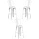 Home Square 30 Metal Steel Bar Stool In White Finish Set Of 3