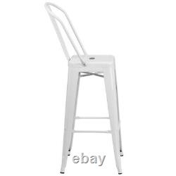 Home Square 30 Metal Steel Bar Stool in White Finish Set of 3