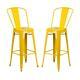 Home Square 30 Metal Steel Bar Stool In Yellow Finish Set Of 2