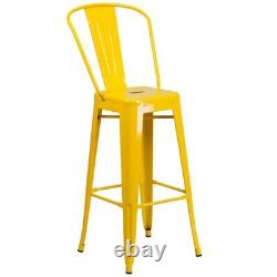Home Square 30 Metal Steel Bar Stool in Yellow Finish Set of 2