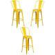 Home Square 30 Metal Steel Bar Stool In Yellow Finish Set Of 3
