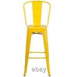 Home Square 30 Metal Steel Bar Stool in Yellow Finish Set of 3