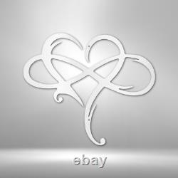 Infinity and Heart Steel Sign Laser Cut Powder Coated Home & Office Metal Wall