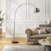 Inspired Home Maycie Floor Lamp 6ft Power Cord, Marble Stone Base, Arched