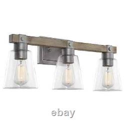 Kira Home Asher 23 3-Light Farmhouse Vanity / Bathroom Light + Conic Glass Shad