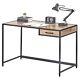 Mdesign Metal & Wood Home Office Desk With Right Drawer Black Frame/gray Wash
