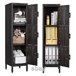 Metal Locker Storage Cabinet Steel Retro Wardrobe Organizer Adjustable Feet Home