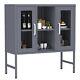 Metal Steel Storage Display Cabinets Withtempered Glass Door For Home Living Room