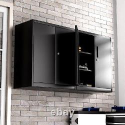 Metal Storage Cabinet Steel Counter Cabinet with Lockable Doors for Home Office