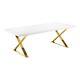 Pangea Home Alexa Lacquer & High Polished Steel Metal Dining Table In White/gold