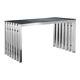 Pangea Home Vlad Modern Brushed Steel Metal & Tempered Glass Desk In Silver