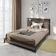 Queen Size Platform Bed With Socket Metal Bed Frame For Bedroom Home Furniture