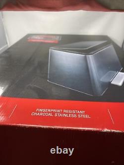Rubbermaid Stainless Steel Metal Step-On Trash Can for Home and Kitchen Charcoal