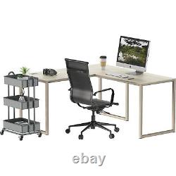SHW L-Shaped Home Office Corner Desk, 55 x 60, Maple