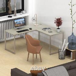 SHW L-Shaped Home Office Corner Desk, 55 x 60, Maple