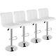 Set Of 4 Bar Stools For Kitchen Pu Leather Swivel Adjustable Withsquare Back White