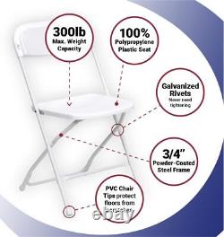 White Plastic Folding Chairs 10 Pack Party 300 lb Capacity OPEN BOX