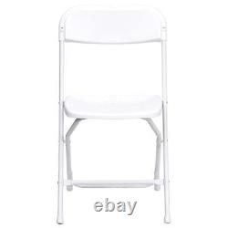White Plastic Folding Chairs 10 Pack Party 300 lb Capacity OPEN BOX